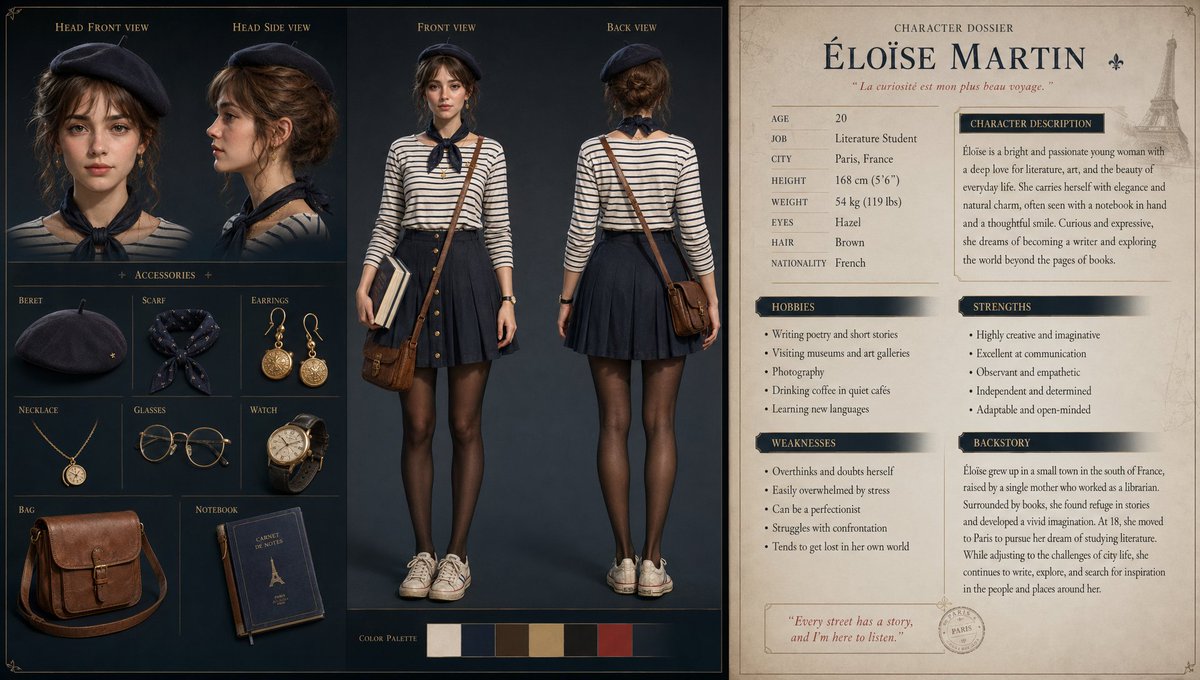 3D法国女学生角色设定图