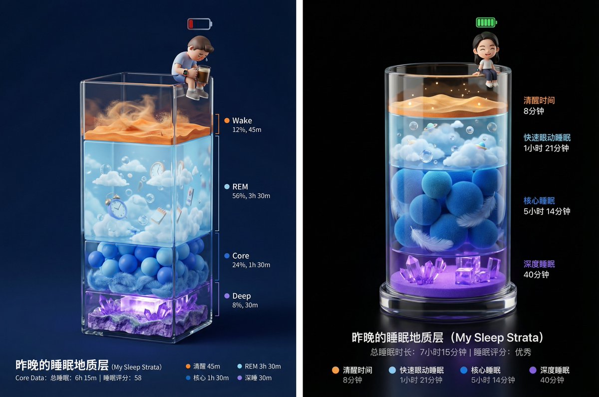 睡眠地质层可视化海报