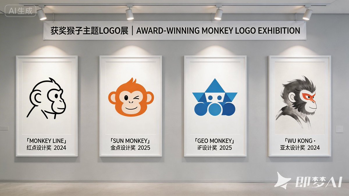 获奖猴子主题Logo展示墙