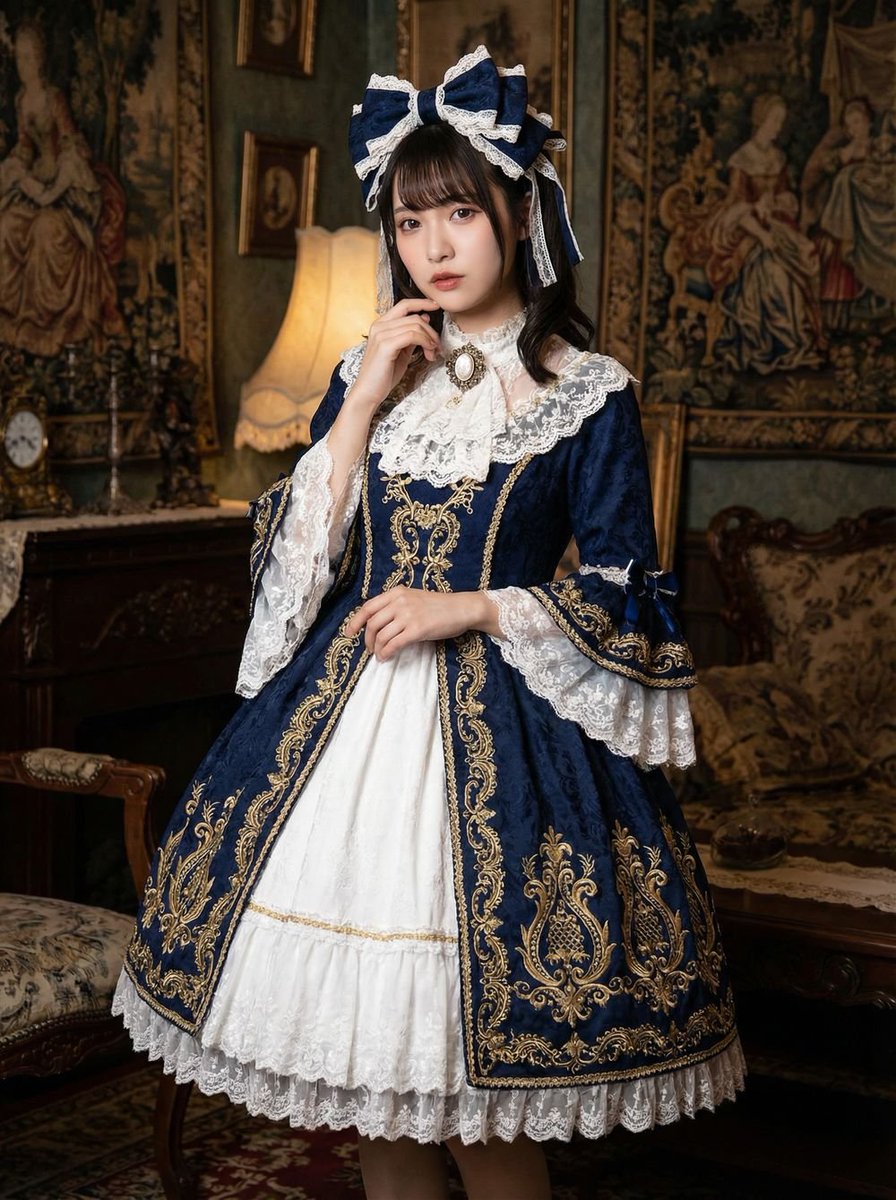 幽蓝巴洛克古典洛丽塔少女