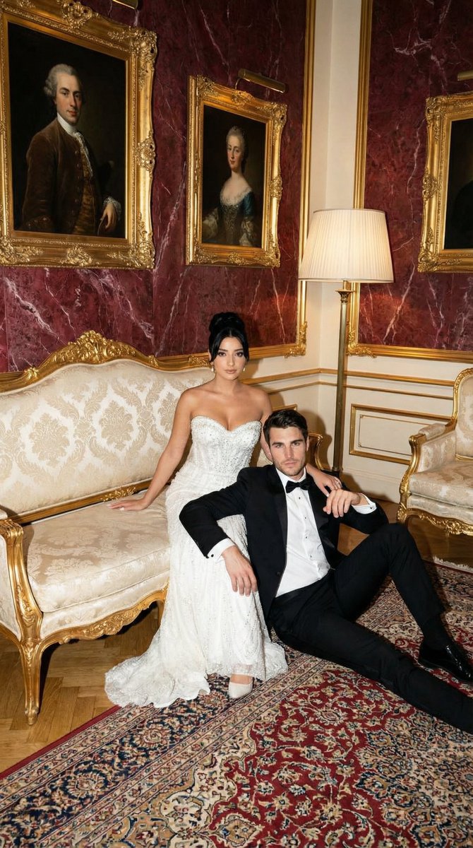 巴洛克奢华酒店婚礼杂志风肖像