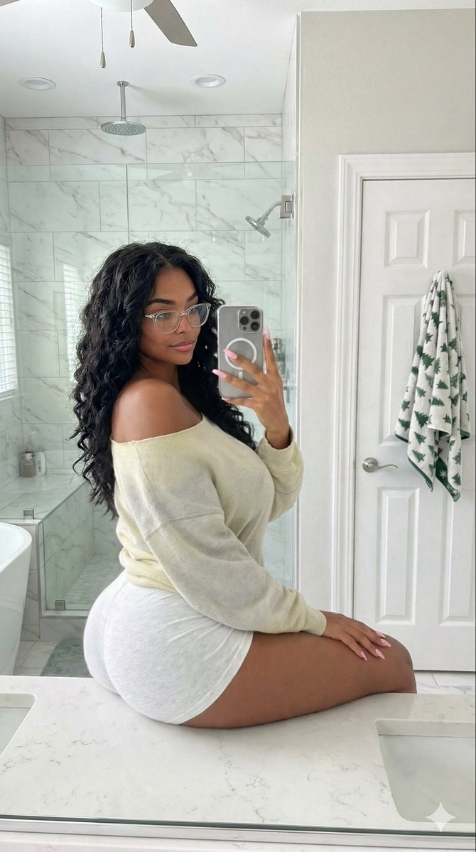 浴室镜前慵懒自拍的曲线少女