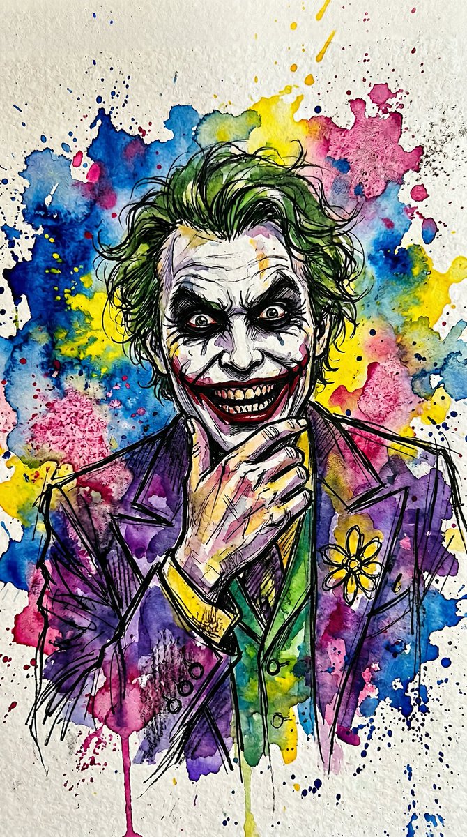 绚烂水彩勾勒的怪诞小丑