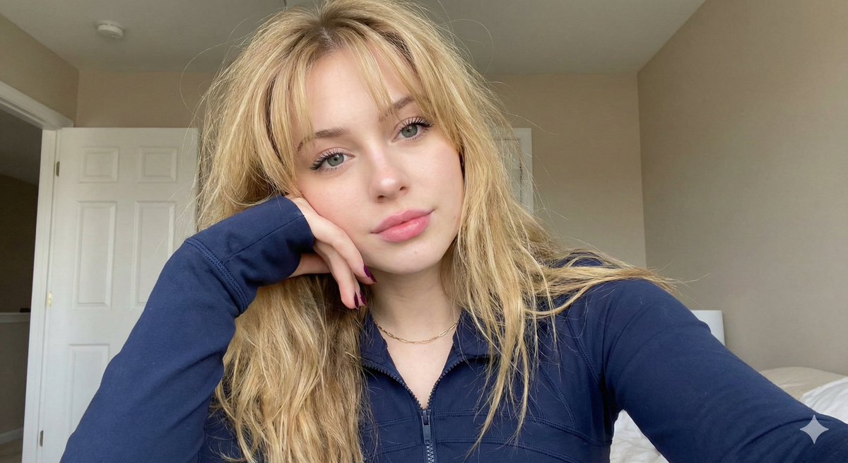 窗边柔光下的金发蓝眼少女唯美肖像