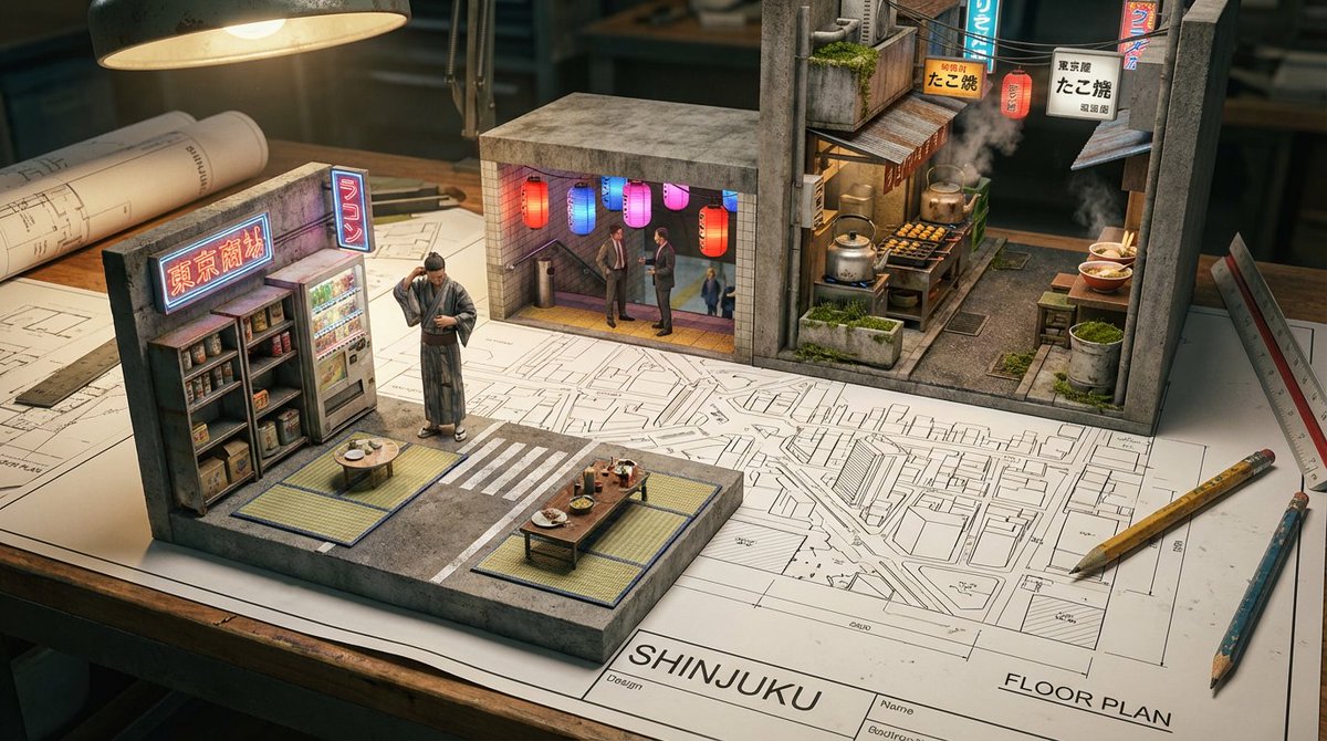 蓝图化作微缩日式旅馆