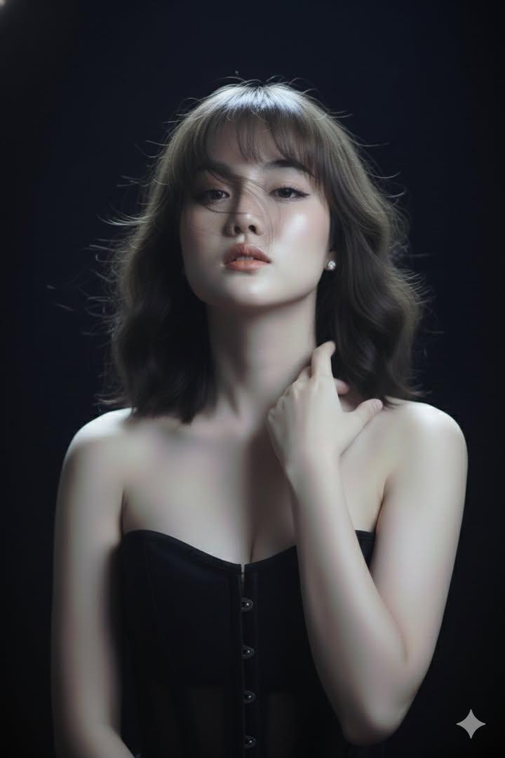 极简冷白光下的国风唯美忧郁少女肖像