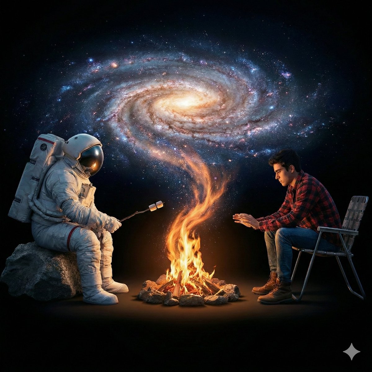 篝火化作星河，宇航员与青年的宇宙奇遇