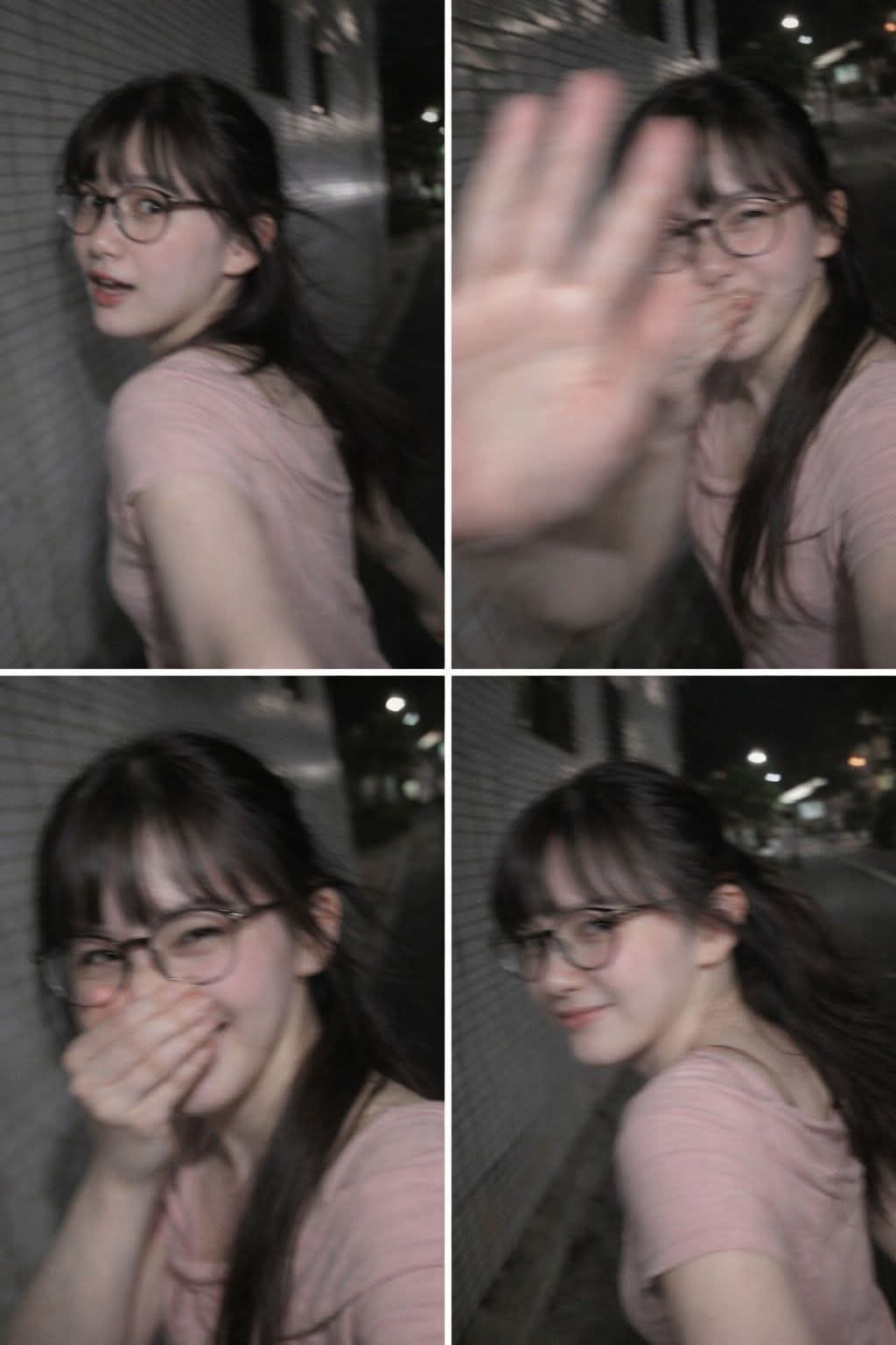 夜晚抓拍受惊回眸闪光瞬间