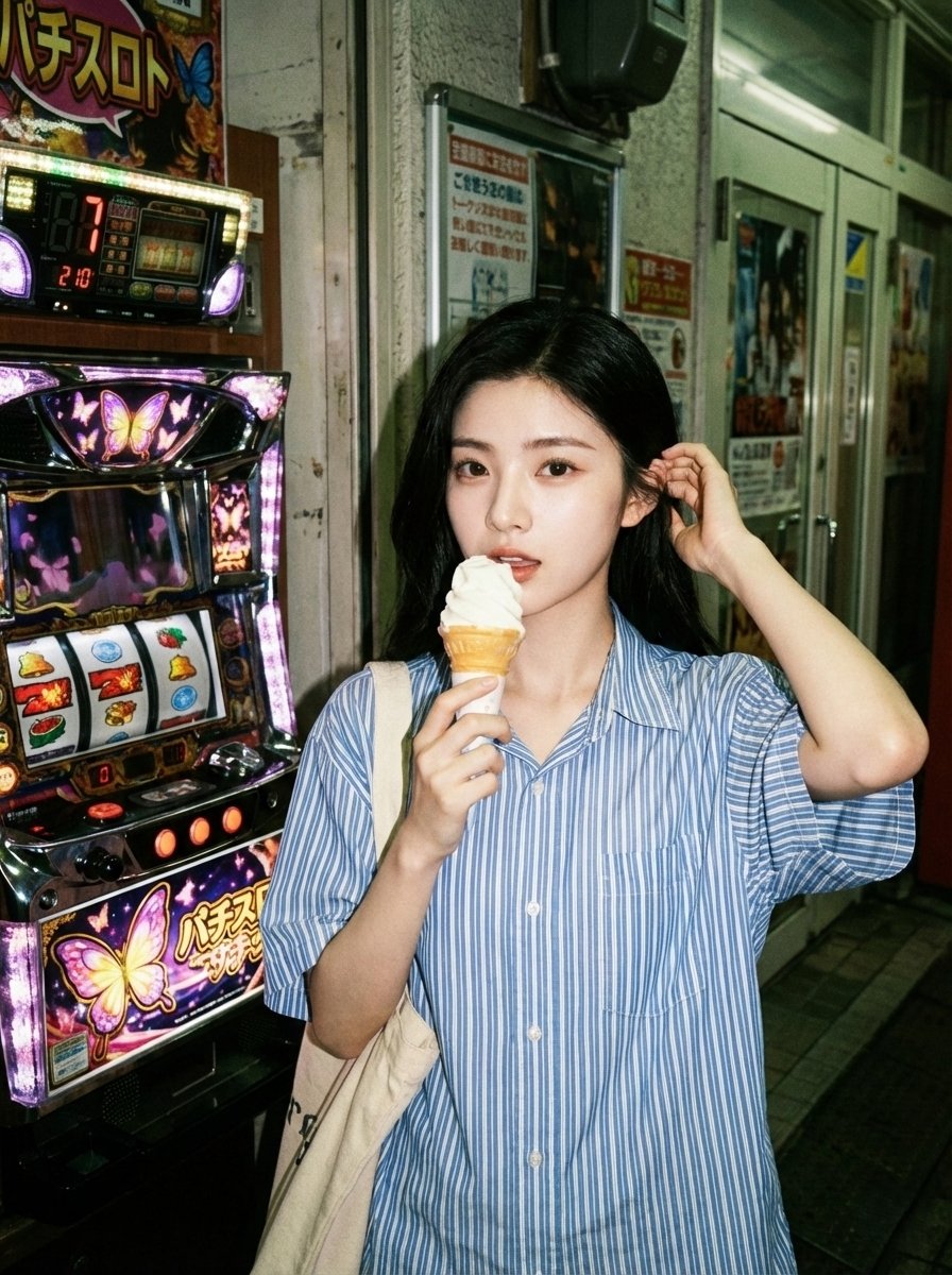 胶片街角少女与融化的冰淇淋