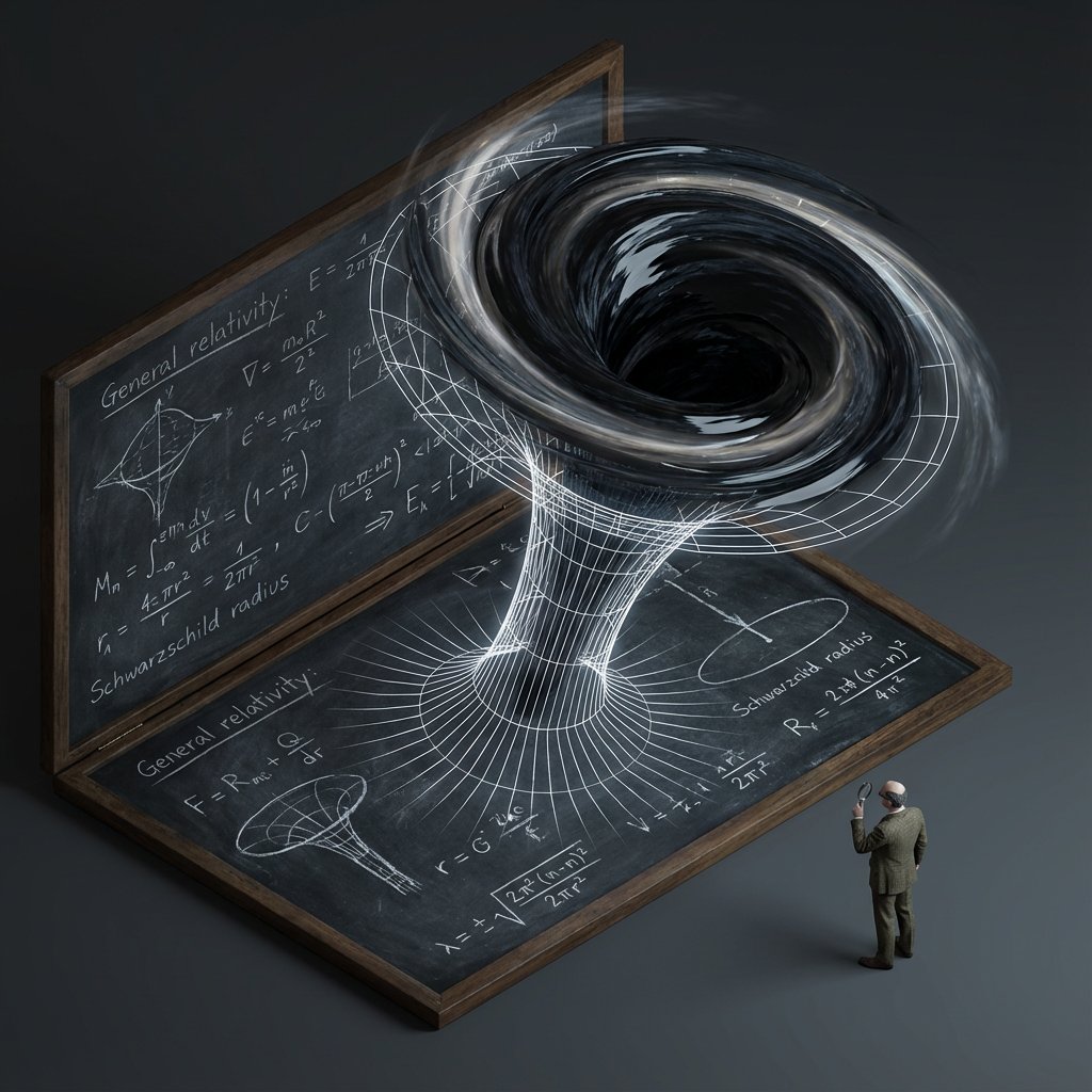 粉笔公式在黑板升起化作黑洞奇观