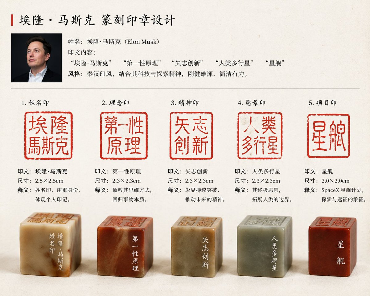 埃隆·马斯克篆刻印章组