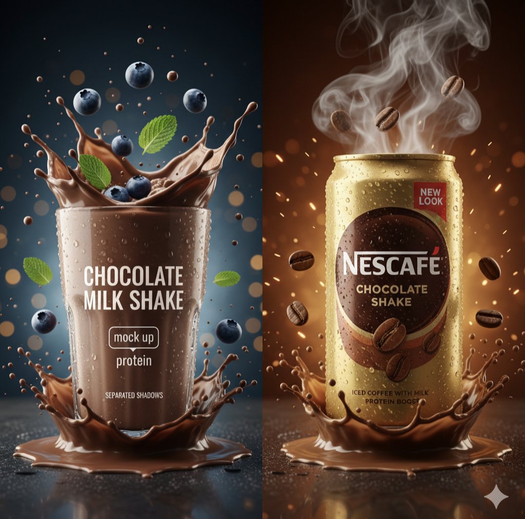 醇香巧克力奶昔与咖啡碰撞飞溅