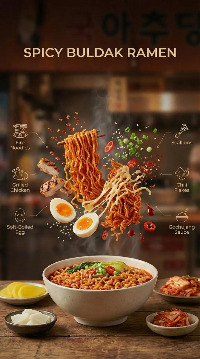 蒸汽升腾的辣火鸡面慢镜广告