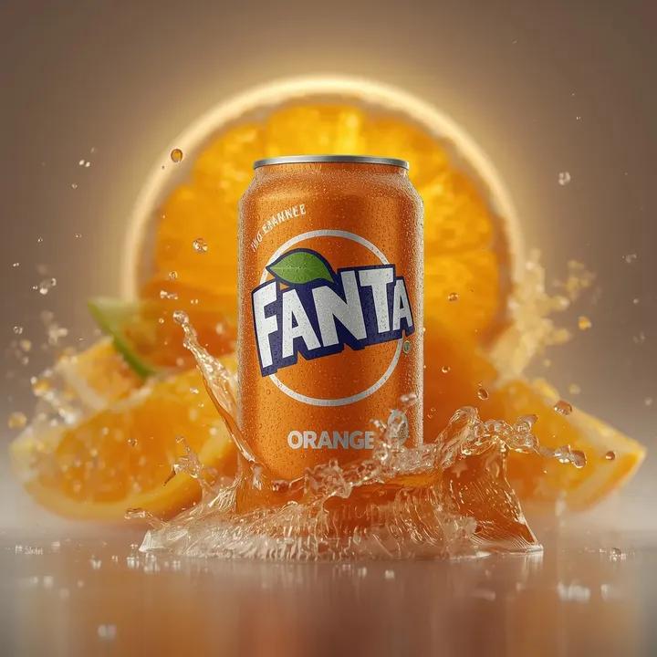 电影级芬达橙罐飞溅产品摄影