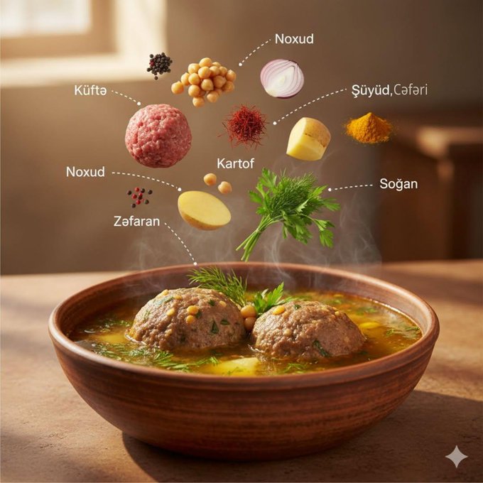 传统葡萄叶卷肉丸汤，食材悬浮信息图