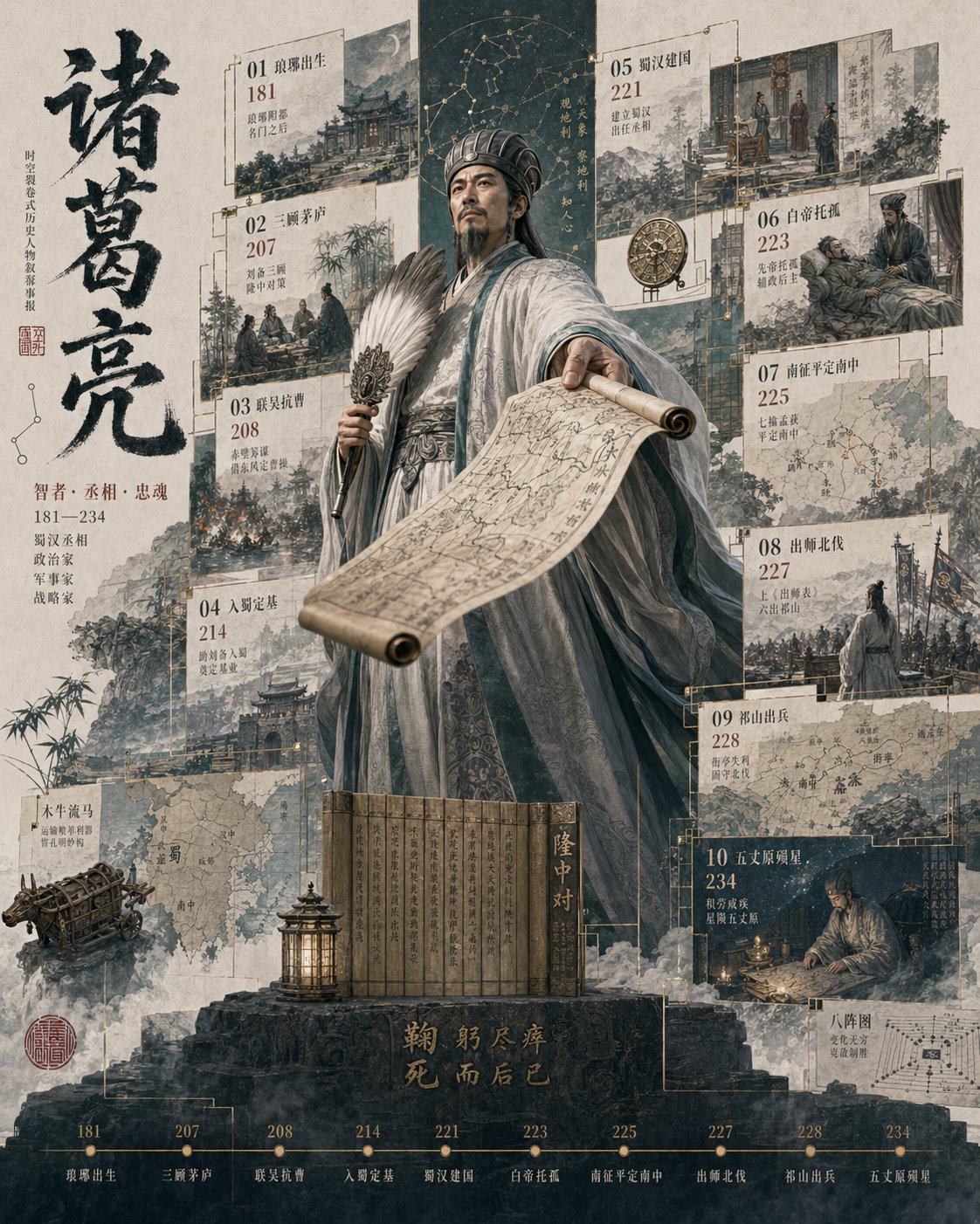破框而出的历史人物纪传海报