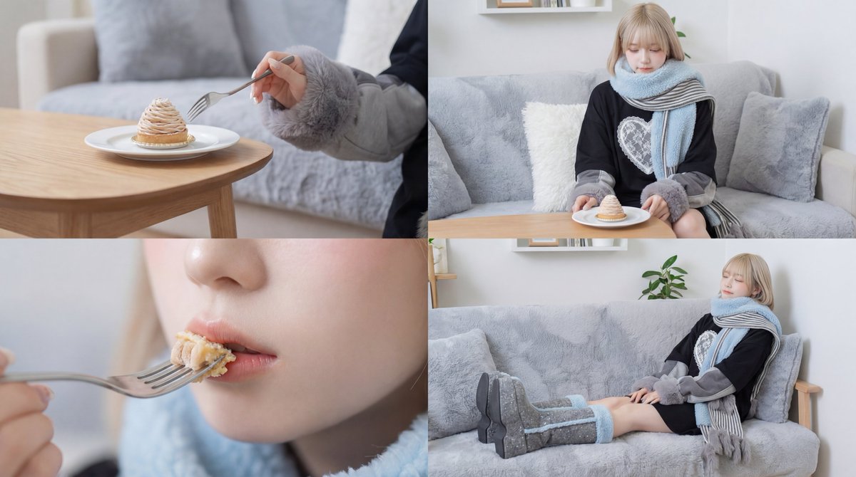 电影感少女沉浸式品甜点