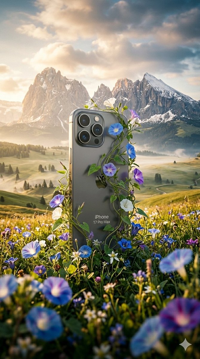 高山花甸中的 iPhone Air 电影感海报
