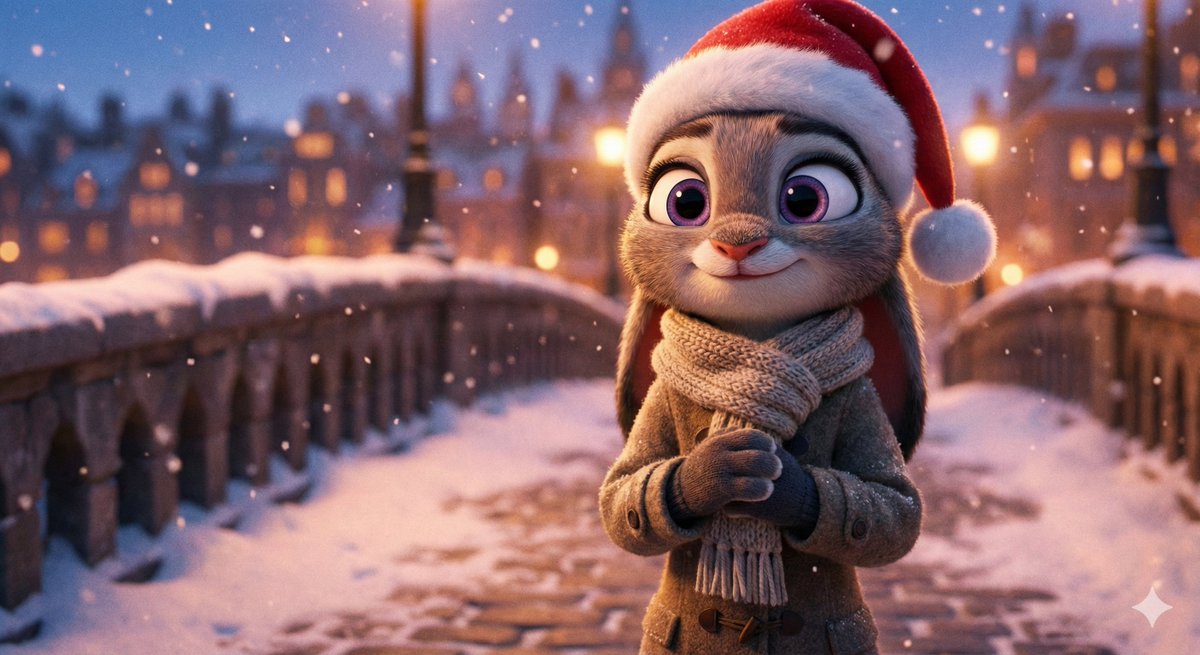 黄昏雪桥上的朱迪·霍普斯