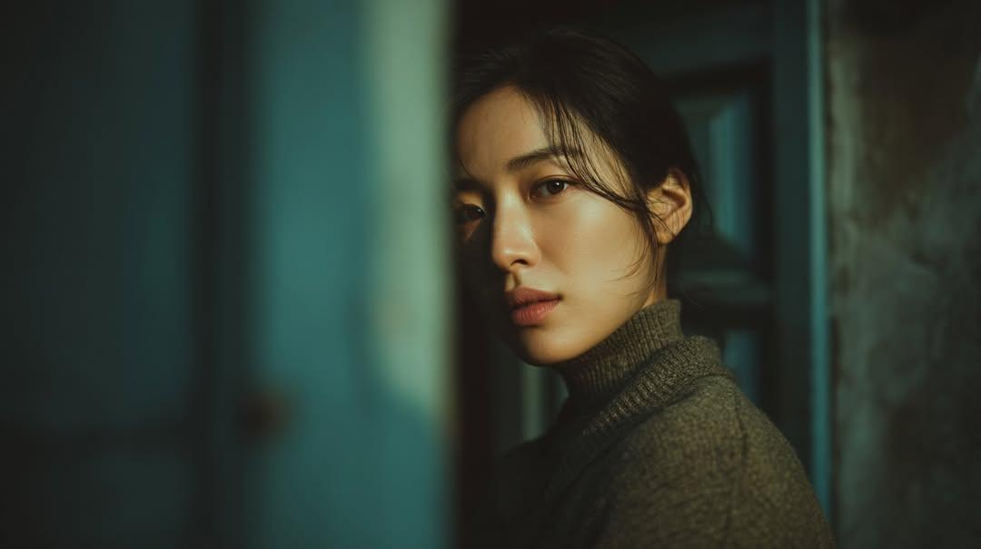 日落电影感东亚女性肖像