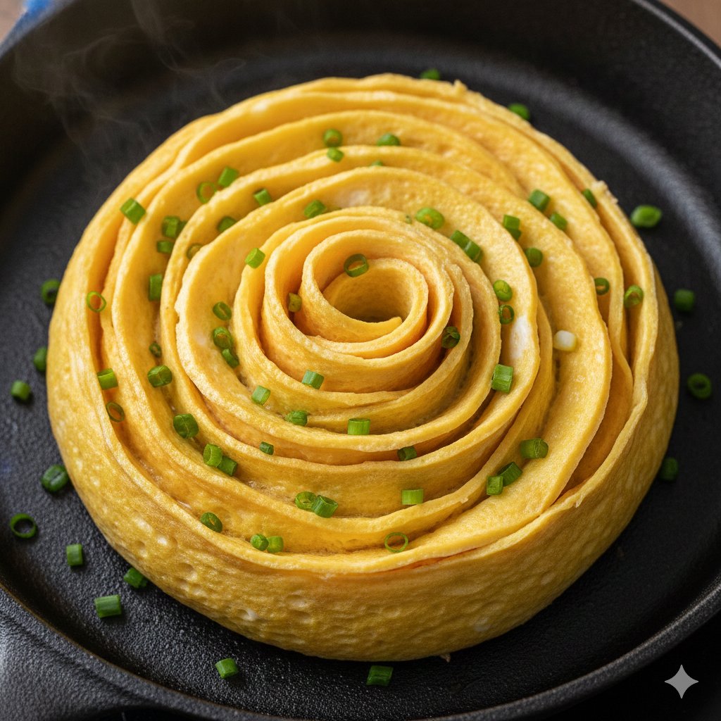 黑锅里的玫瑰玉子烧特写