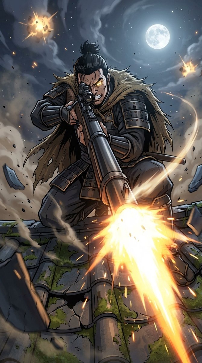 月下狙击：武士与枪火的动画海报