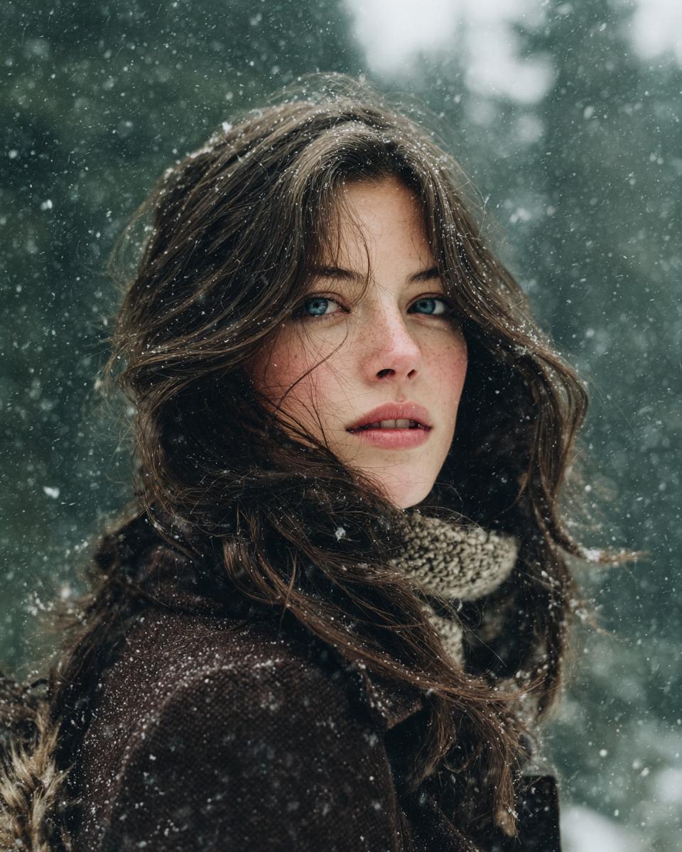 回眸雪林的电影感少女肖像