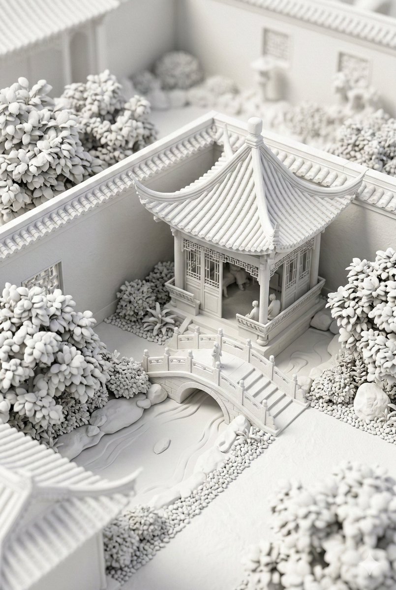 微缩黏土园林亭榭