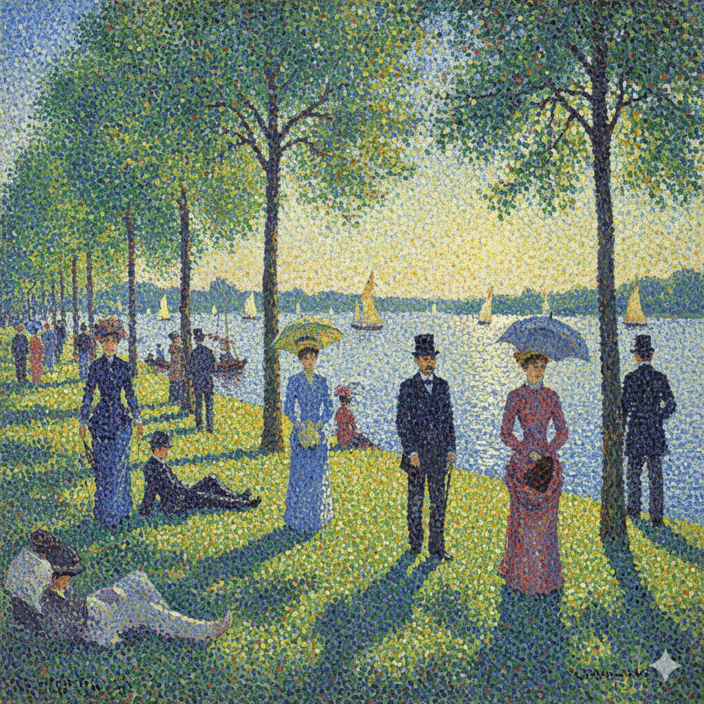 斑斓光影下的点彩画派杰作