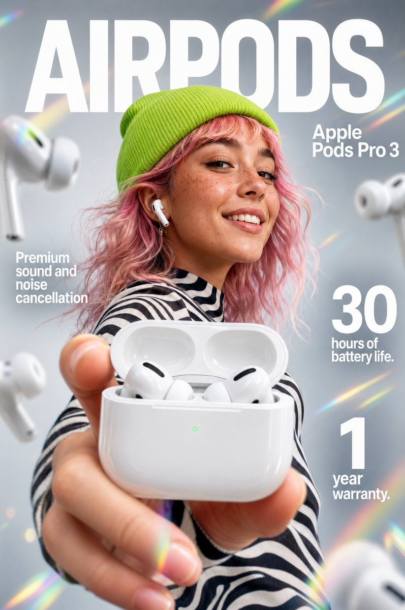 Apple Pod 新品未使用 彩虹棱镜风Apple Pods Pro 3 电商信息图| catchmeta