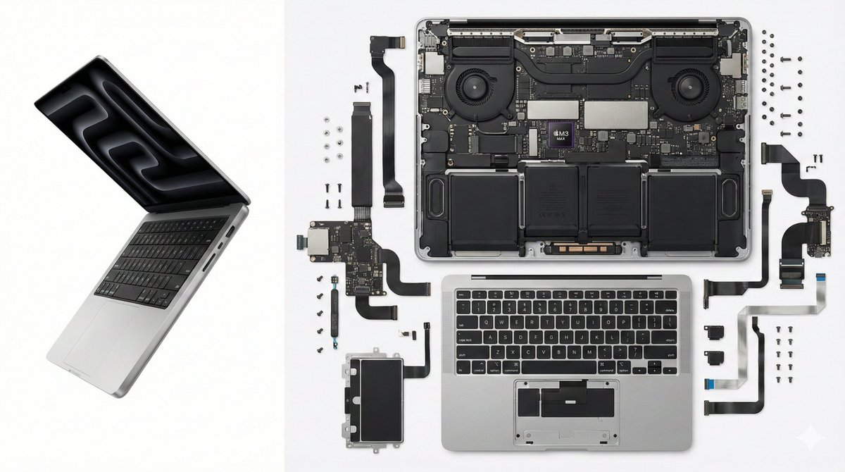 MacBook Pro极致拆解：Knolling分屏摄影