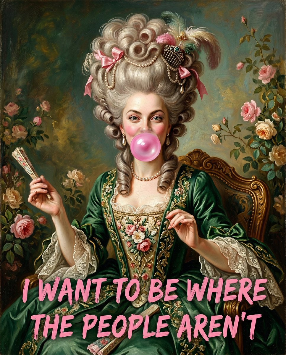 绿裙贵妇吹泡泡的反差油画