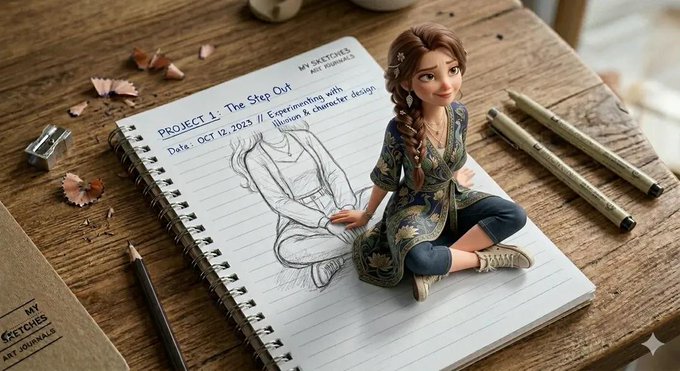 创意3D错觉：从画纸走出的可爱女孩