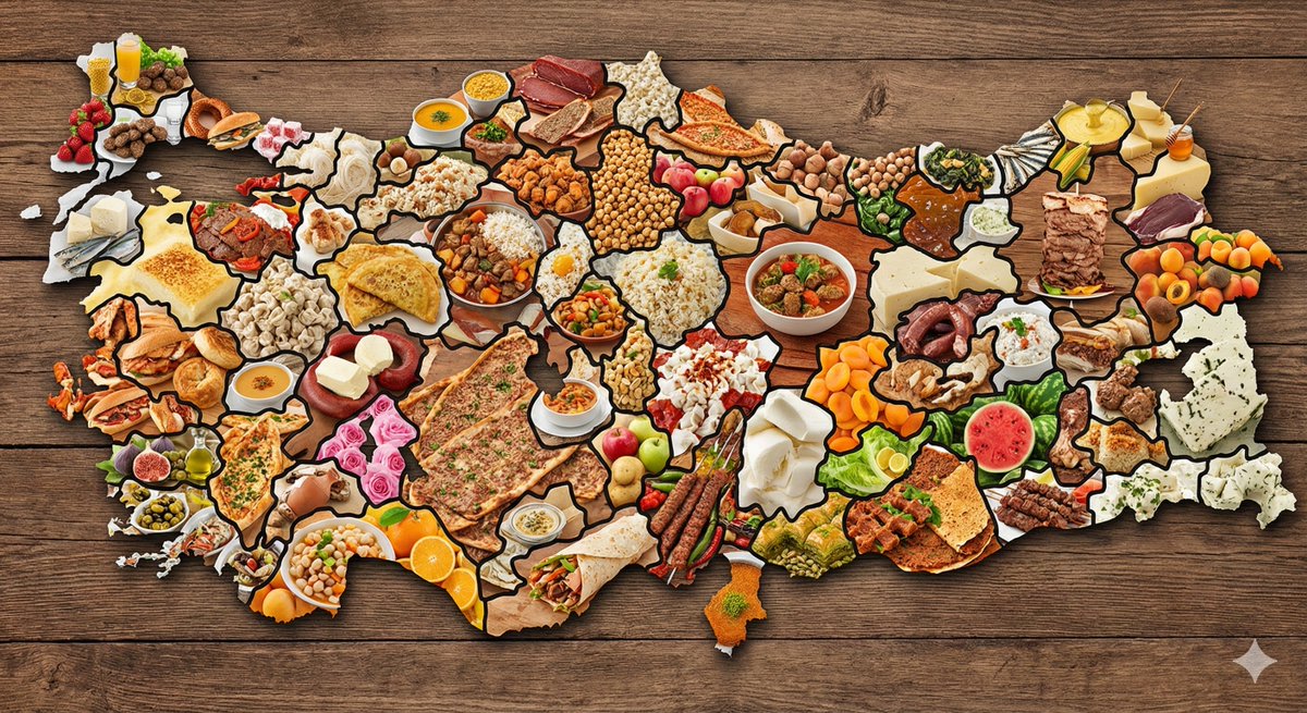 食物构成的土耳其城市地图
