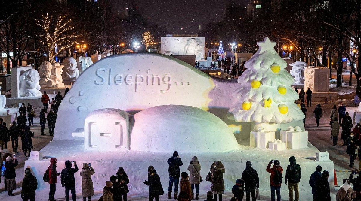 蜷缩在被炉里的慵懒雪雕