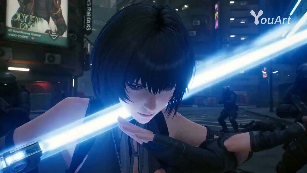 赛博朋克刺客深陷重围的战斗瞬间