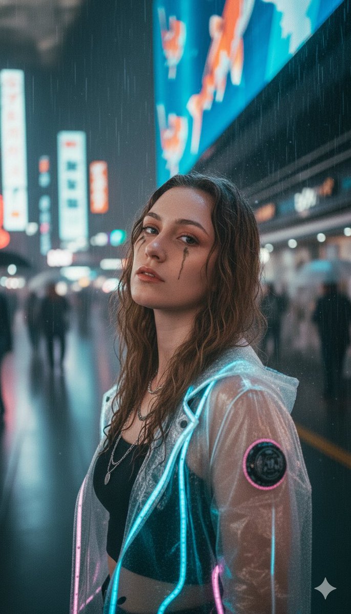 雨夜全息锦鲤下的女孩