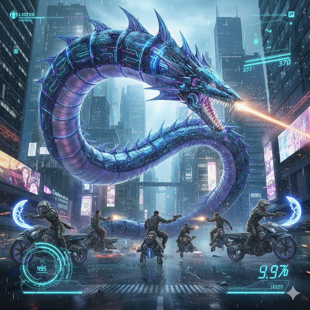 赛博朋克风九人激战利维坦召唤兽