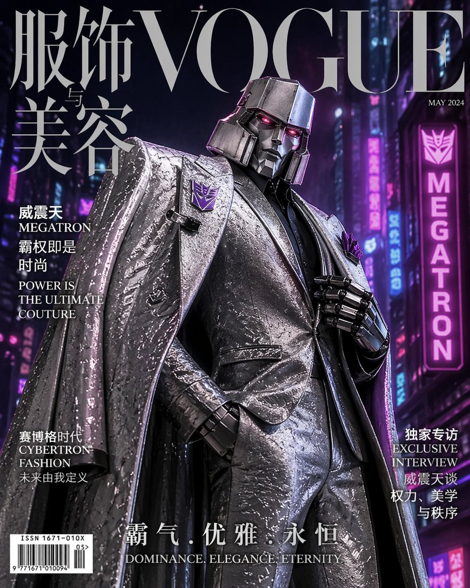 威震天时尚杂志封面