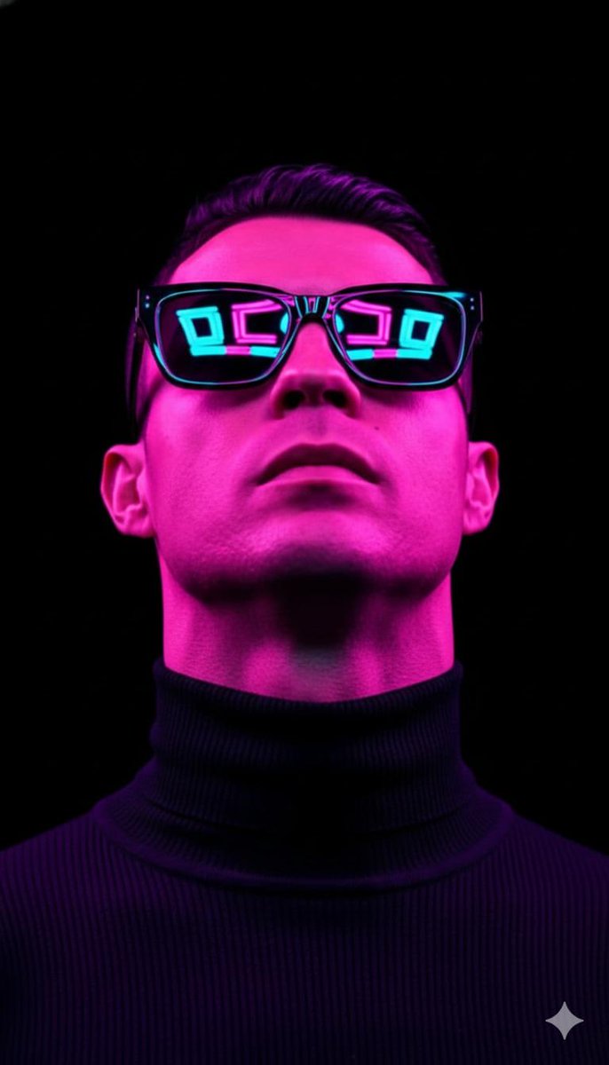 赛博朋克霓虹墨镜时尚肖像