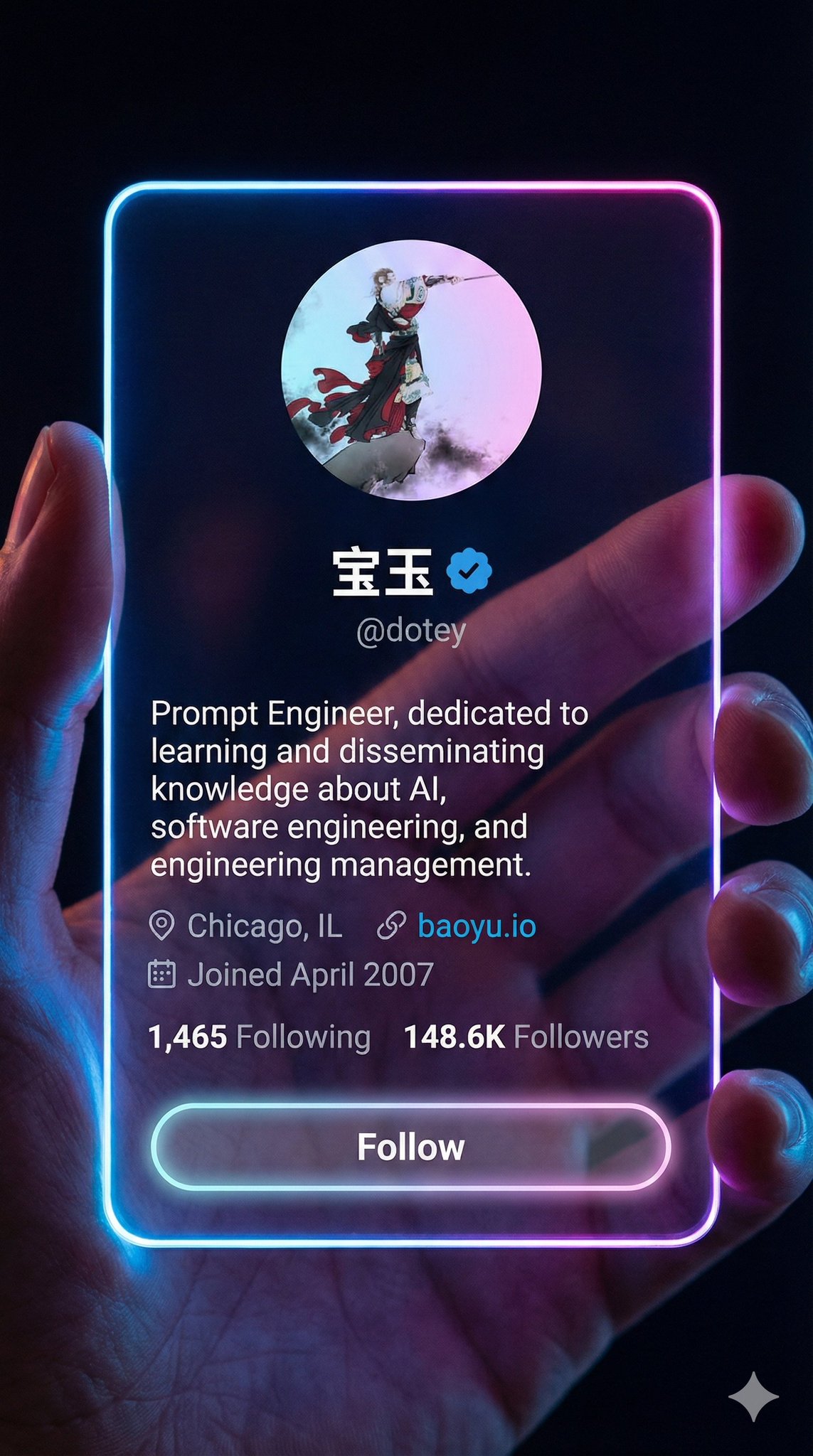 赛博朋克社交应用界面手持亚克力卡片