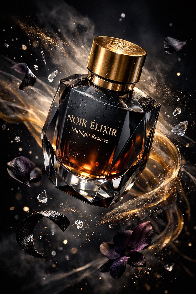 暗夜黑曜石香水的悬浮光影大片