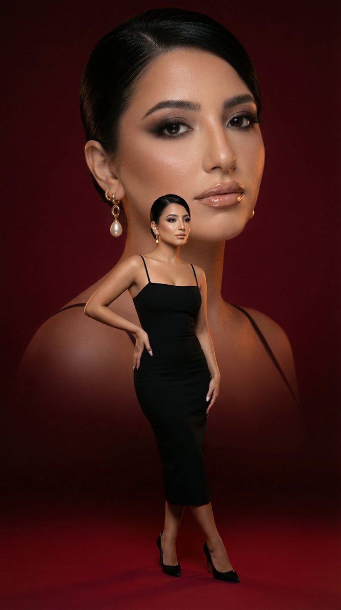 暗红双重曝光奢华美妆大片