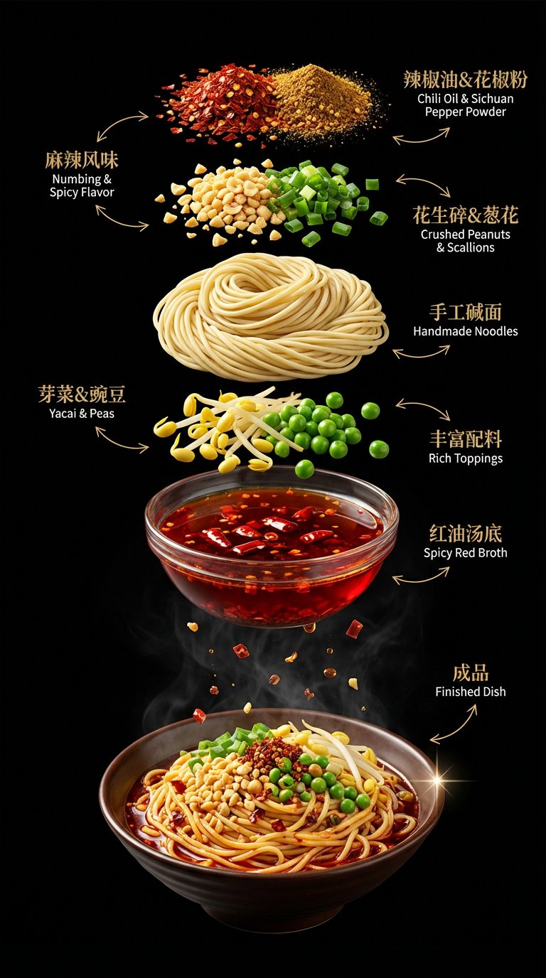 分解式担担面美食海报