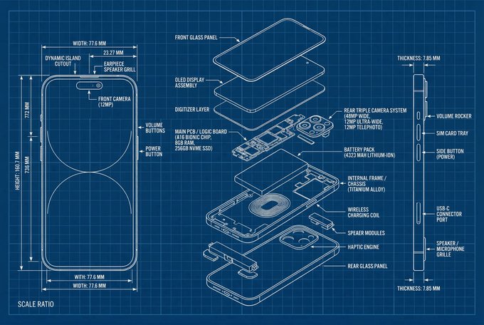 深蓝背景精密工程蓝图设计