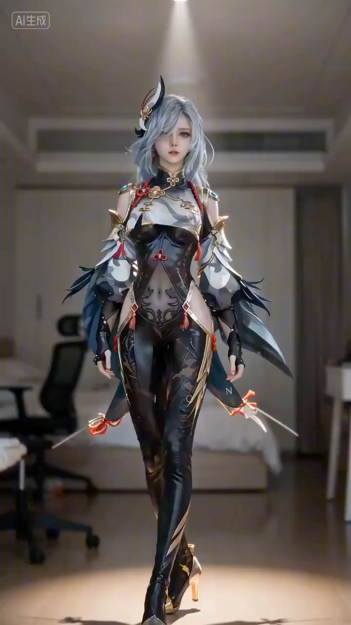 卧室聚光下的Deep House少女舞动