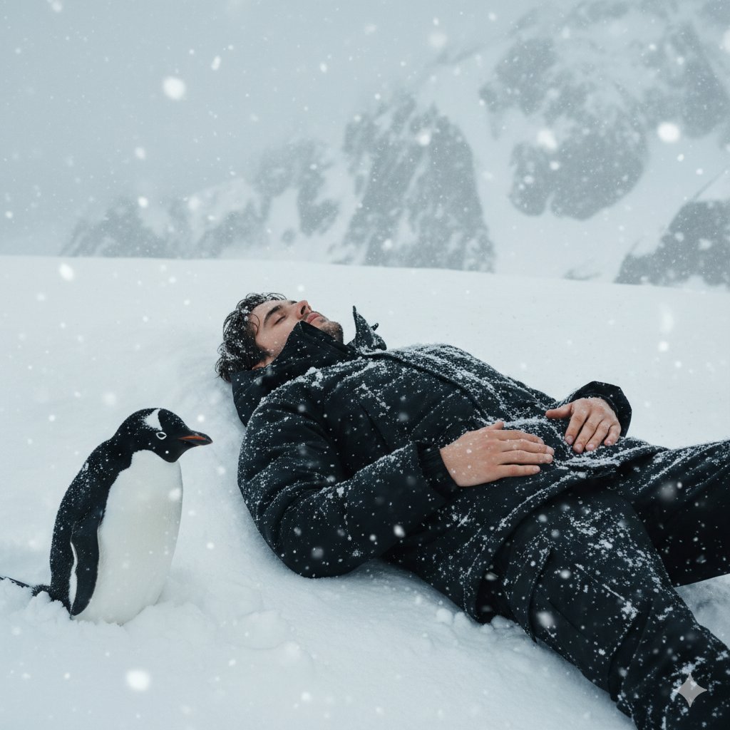 戴纸皇冠生无可恋的疲惫企鹅写实摄影