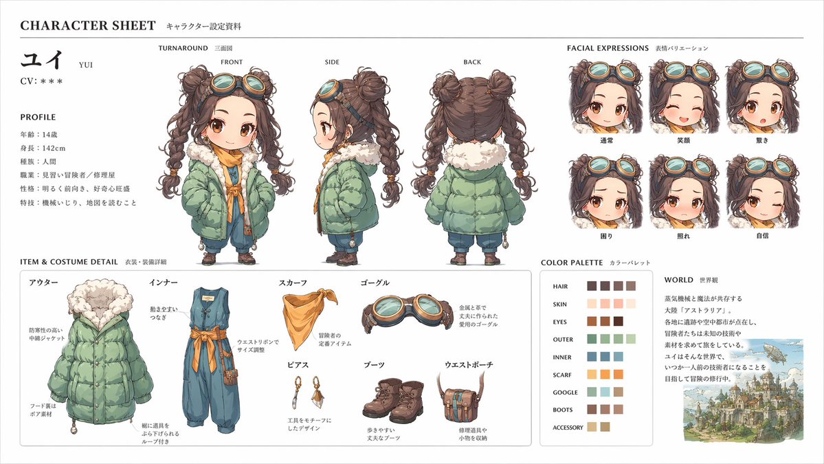 角色设定表：三视图与详细分解