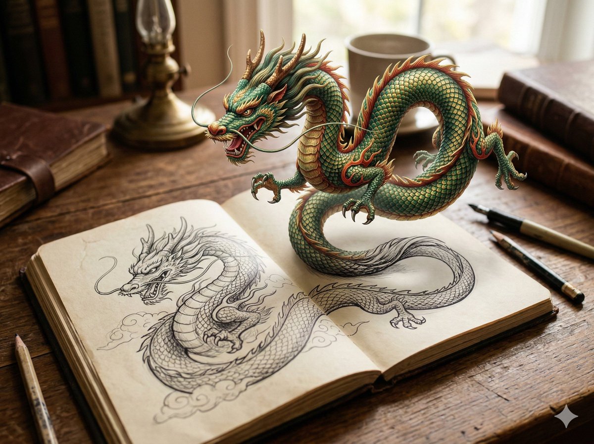 纸上神龙破壁化真的奇幻瞬间