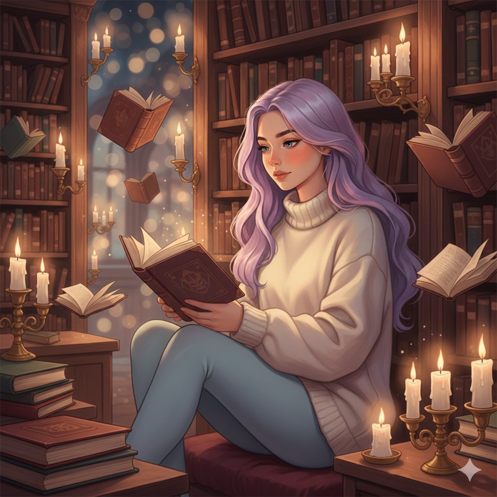 梦幻魔法图书馆的淡紫发少女